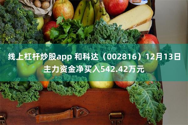 线上杠杆炒股app 和科达（002816）12月13日主力资金净买入542.42万元