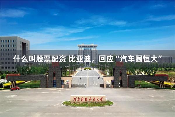 什么叫股票配资 比亚迪，回应“汽车圈恒大”