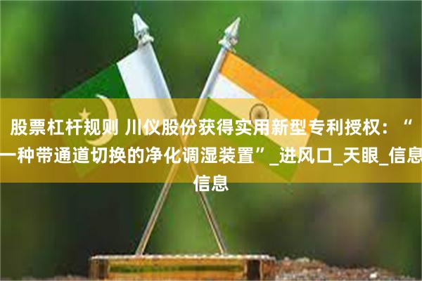 股票杠杆规则 川仪股份获得实用新型专利授权：“一种带通道切换的净化调湿装置”_进风口_天眼_信息